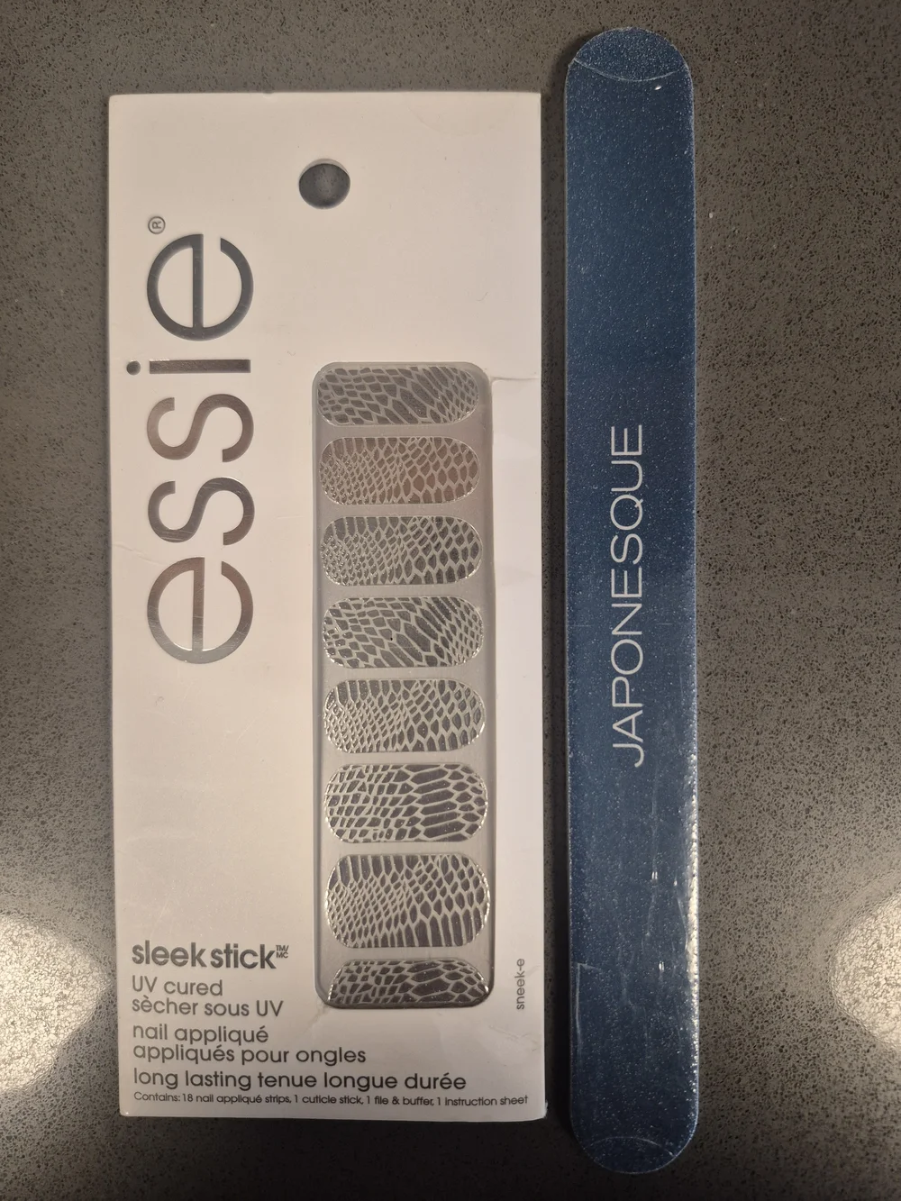 Essie Sleek Stick Sneek-e Snakeskin Nail Appliques + Japonesque File NEW
